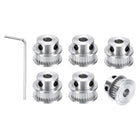6pcs GT-2 30T Pulley Synchronous Wheel 6.35mm Bore, Aluminum Timing Pulley 30 Teeth, Fit Width 10mm Timing Belt for 3D Printer CNC Machine (with A Wrench)