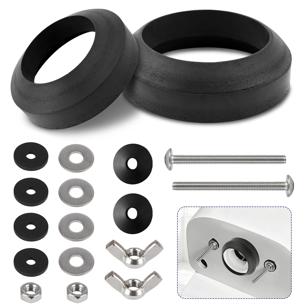 Universal Toilet Tank Bolts & Rubber Gaskets