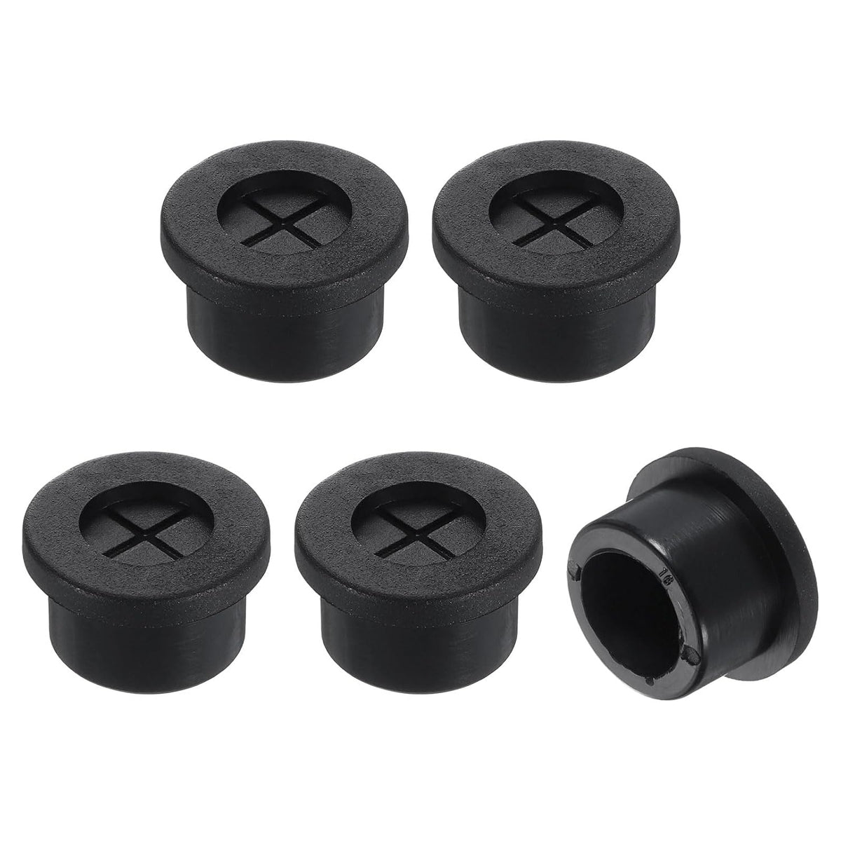 5 Pcs Cable Cord Grommet, 5/8" Inch (16mm) Desk Grommet Flexible Rubber Grommets Wire Hole Cover Pass Through for Office Computer Desk Wire Organizer, Black