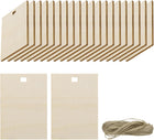 36pcs Right Angle Rectangle Blank Wood Tags with Hole 2.8 x 4.3 Inch Unfinished Wood Pieces Wooden Gift Tags with 32.8 Ft Rope for Craft Projects, Hanging Decorations, Gift Making