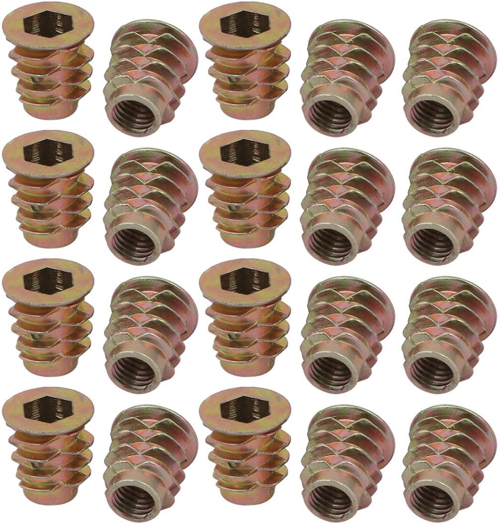 20pcs M6x13mm Zinc Alloy Hex Socket Drive Flange Insert Nut for Wood Furniture