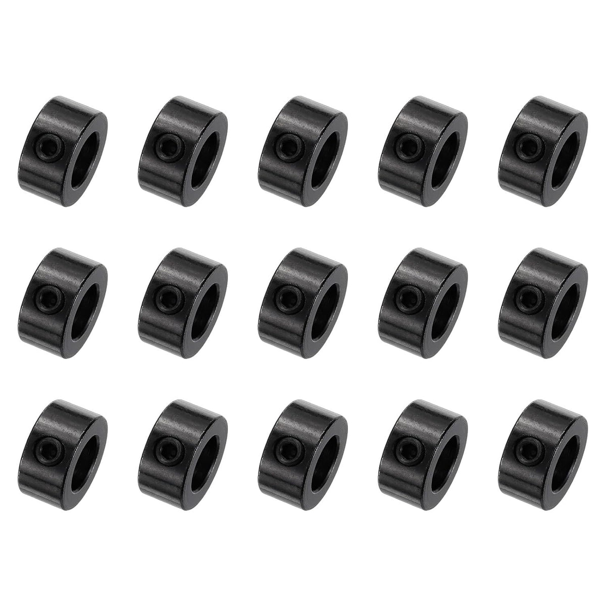 15pcs Set Screw Collars 8mm Bore Shaft Collars, 14mm OD, 7mm Width, Drill Stop Collar, Carbon Steel Drill Bits Depth Collars, Black Oxide