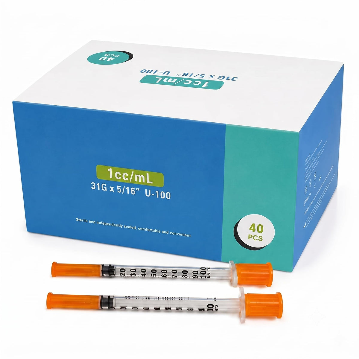 40 PACHET 1ml 31G 5/16" (8mm) Seringi de Laborator, Ambalate Individual