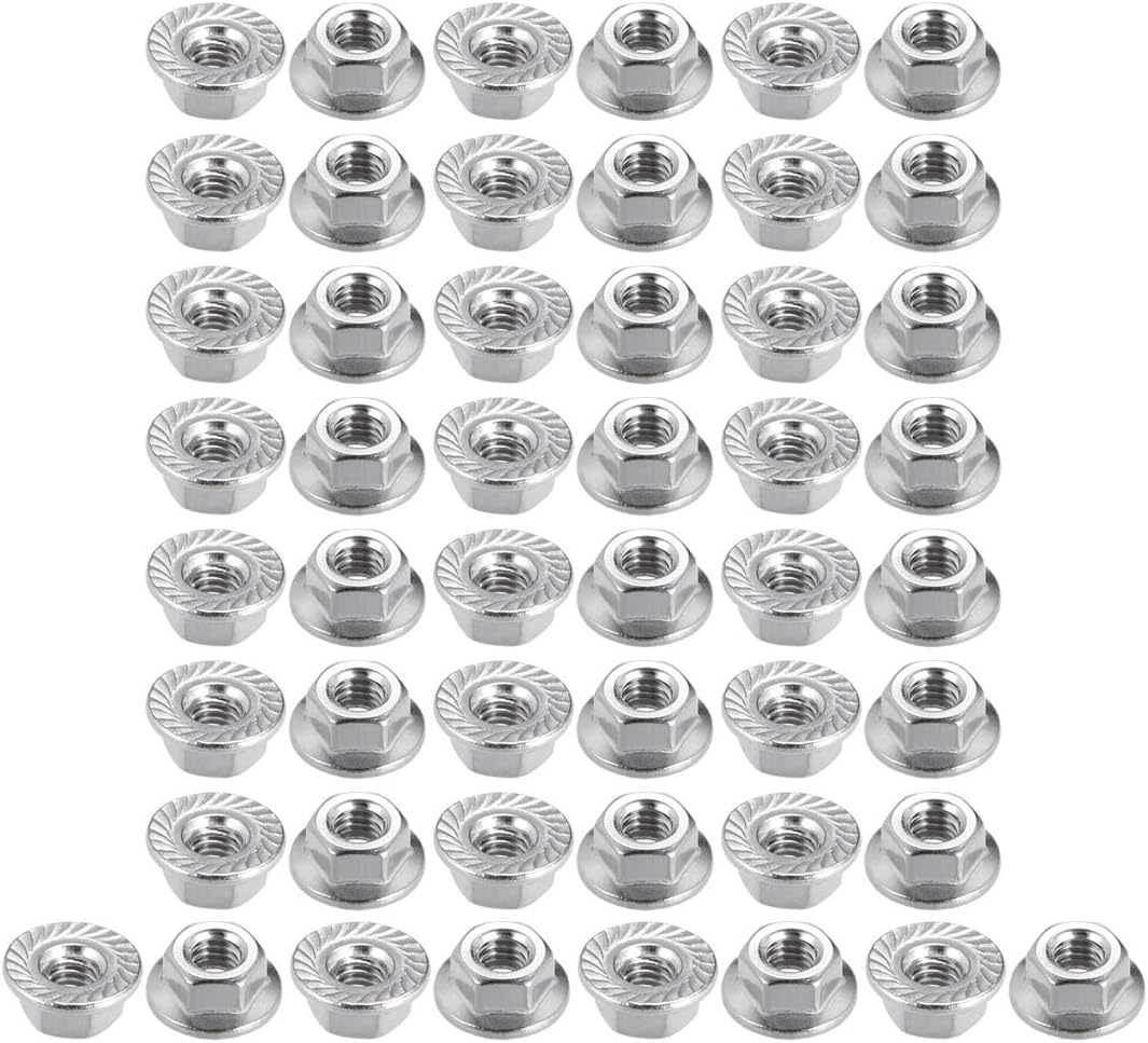 M4 Serrated Flange Hex Lock Nuts, 316 Stainless Steel, 50 Pcs