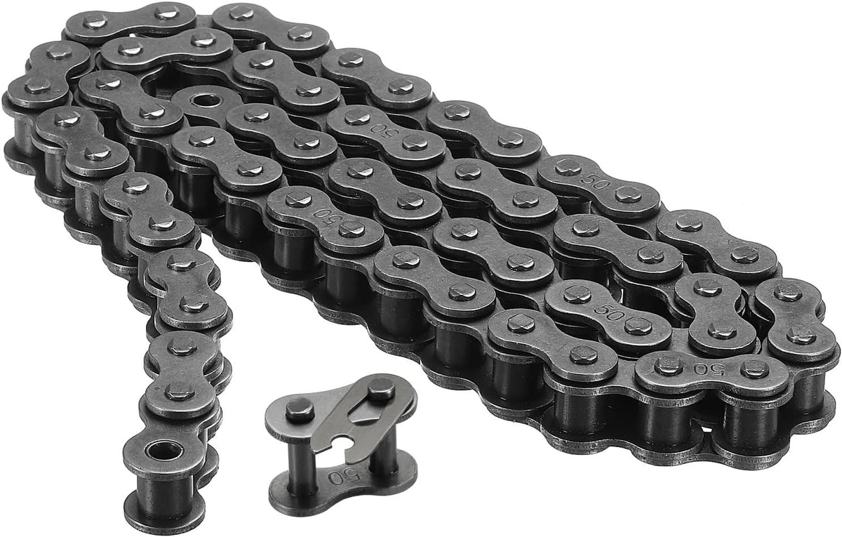 #50/10A-1 Roller Chain 3 Feet 5/8" Pitch Carbon Steel Roller Chains with Free Master Connector Link for Excavators, Tractors, 57 Links