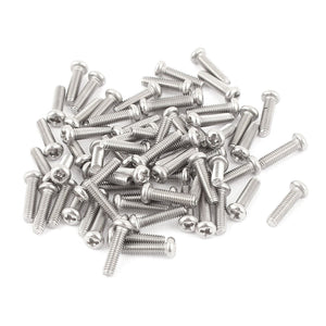 a15070200ux0002 M2.5 x 10mm 304 Stainless Steel Phillips Round Head Screws Bolt (Pack of 60)