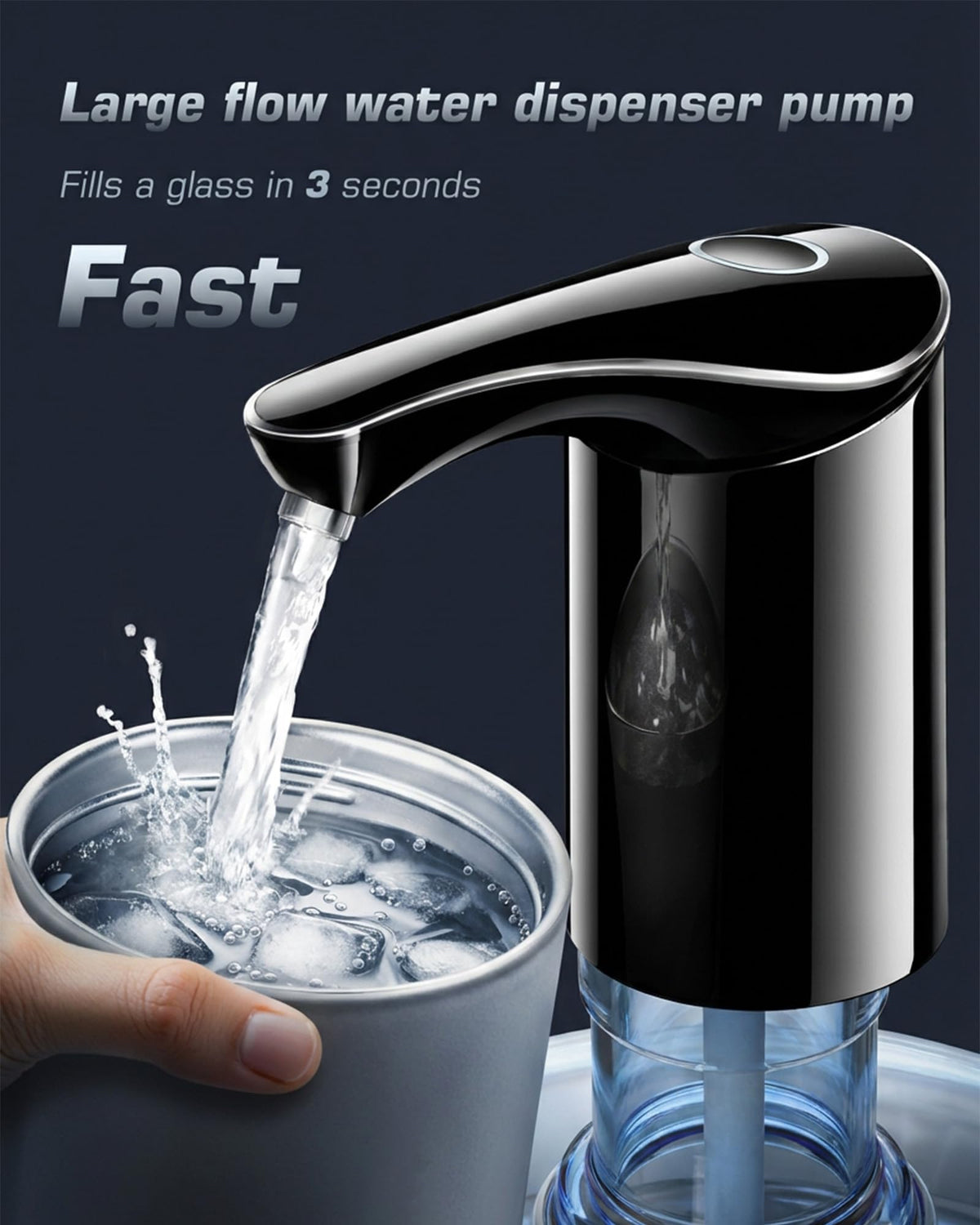 Rechargeable Water Dispenser Pump for 5 Gallon Bottle - Silent, Large Flow