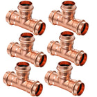 Copper Press Fittings Tee 1 Inch Copper Press Tee Coupling 6PK, Zero Lead
