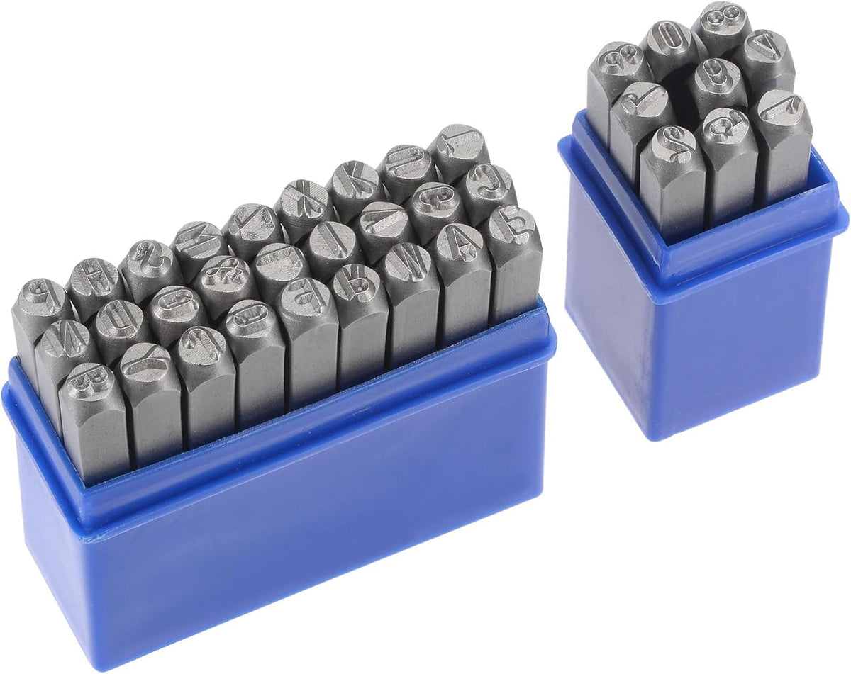 LinkMejor 3/16" (5mm) Number and Letter Stamp Set, A-Z & 0-9 Alloy Steel Punch Press Tool for Metal Plastic Wood Leather