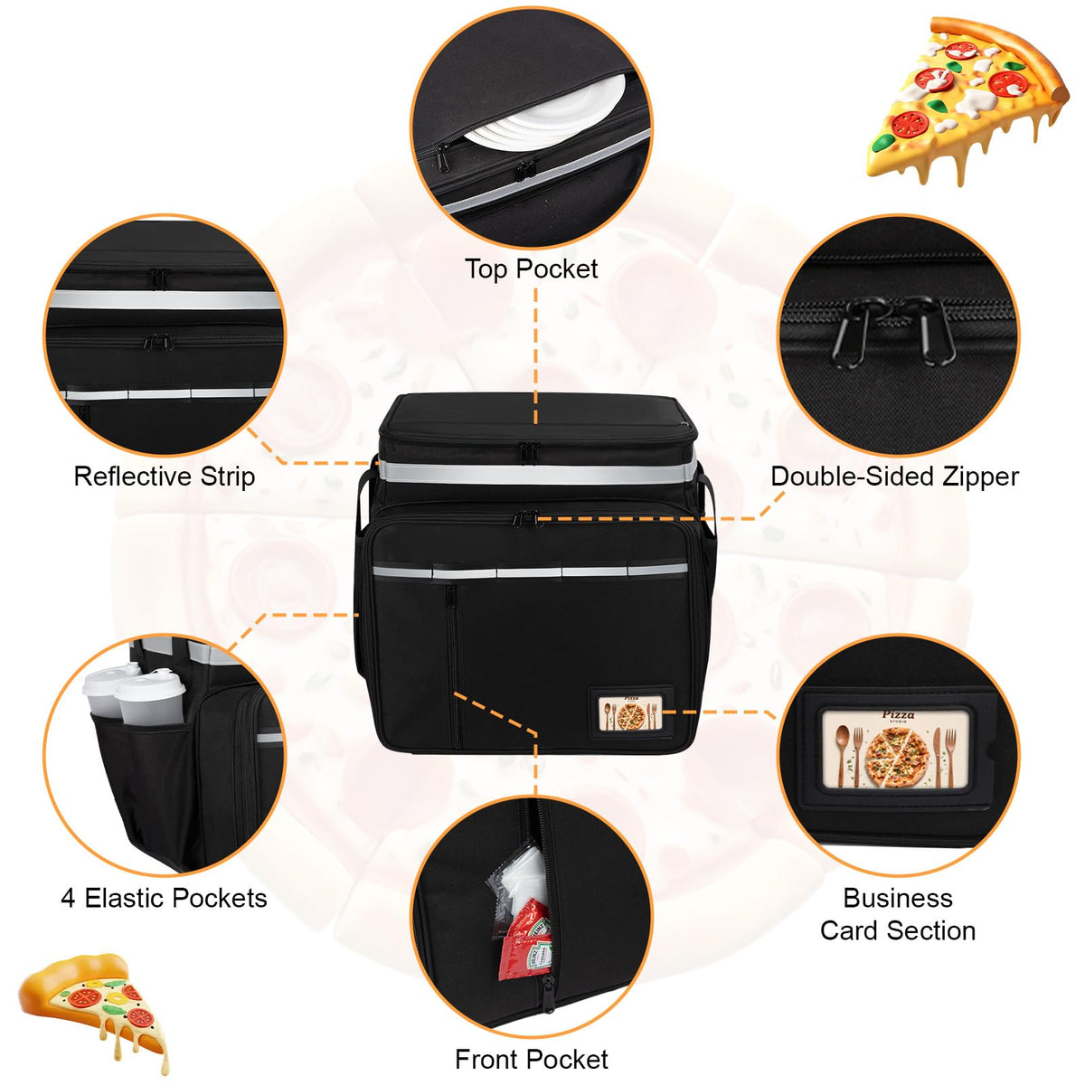 LinkMejor กระเป๋าเดินทางสำหรับส่งอาหาร, กระเป๋าเดินทางสำหรับส่งพิซซ่า, สามารถขยายได้