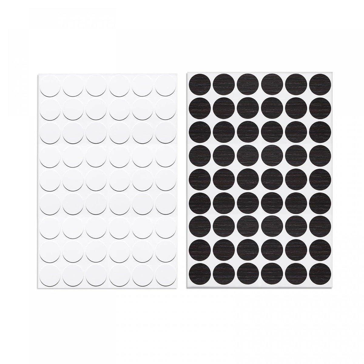 Screw Hole Covers Stickers Textured PVC Self Adhesive Stickers for Wood Furniture Cabinet Shelve Plate 21mm Dia Black Walnut/White Pack of 2 Sheet