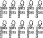 LinkMejor Rhinestone Letter Charm, 10pcs Crystal Zirconia Copper Alphabet F Pendants Slider Letter Charm for Wristbands Bracelets Necklace Jewelry Earring DIY Craft, Silver