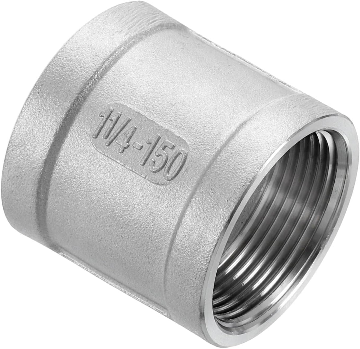 NPT 1-1/4"x1-7/8" 304 Stainless Steel Pipe Fittings, Coupling Pipe Connector Adapter Pipe Connection Accessories for Plumbing Industrial and Residential, Silver