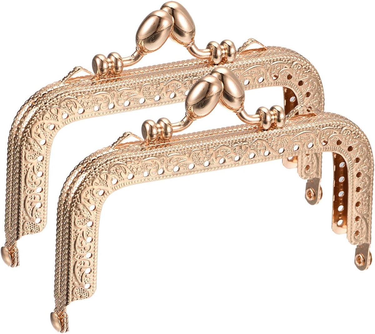 Metal Purse Frames - 3.35" 2Pcs Kiss Lock Clasp Frame Rectangle Embossed Clutch Frame Handles for Coin Purse Sewing Bag Making DIY Craft, Gold Tone