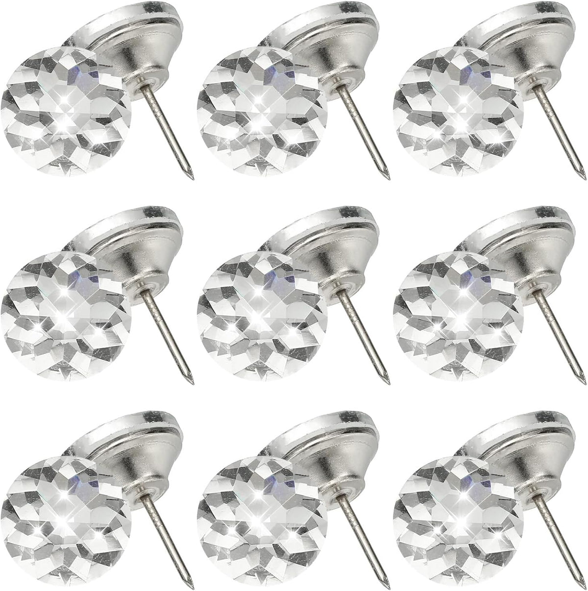 25 Pcs Crystal Upholstery Tacks 25mm Diamond Upholstery Nails for Sofa Furniture Bed Headboard Tufting Wall Decoration DIY Crafts (Cubic)