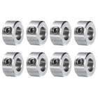 8pcs Set Screw Collars 3/8"" Bore 304 Stainless Steel Shaft Collars, 3/4"" OD, 3/8"" Width Axle Collar Clamp for Linear Rod Shaft Guide, Silver Tone