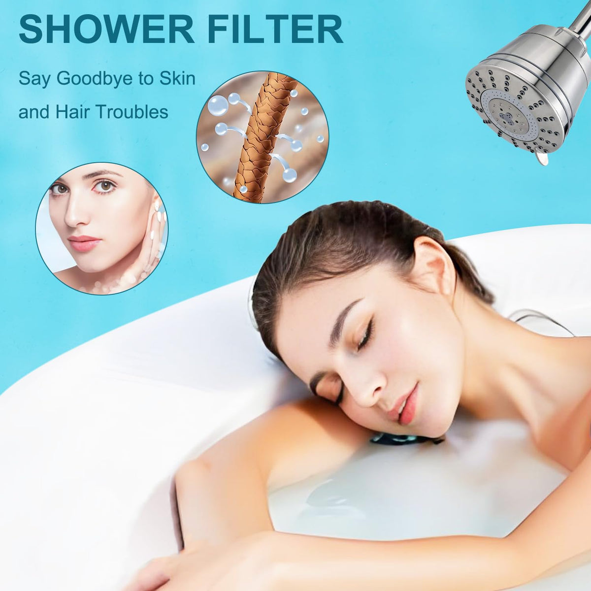 Waterfilter compatibel met Sprite Slim-Line wandmontage douchekop.