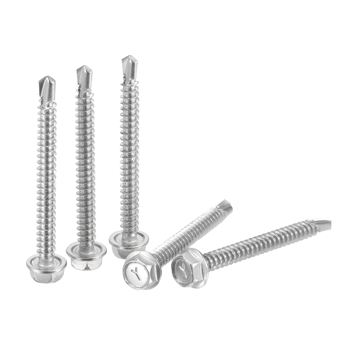 Hex Washer Head Self Drilling Screws, #10 x 1 31/32" 410 Stainless Steel Self Tapping Sheet Metal Screw 50pcs