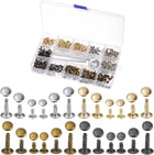 180 Sets Leather Rivets Kit 4 Colors 3 Sizes Metal Studs Double Cap Rivet with 3PCS Setting Tools Rivets for Leather Fabric Repair Decoration