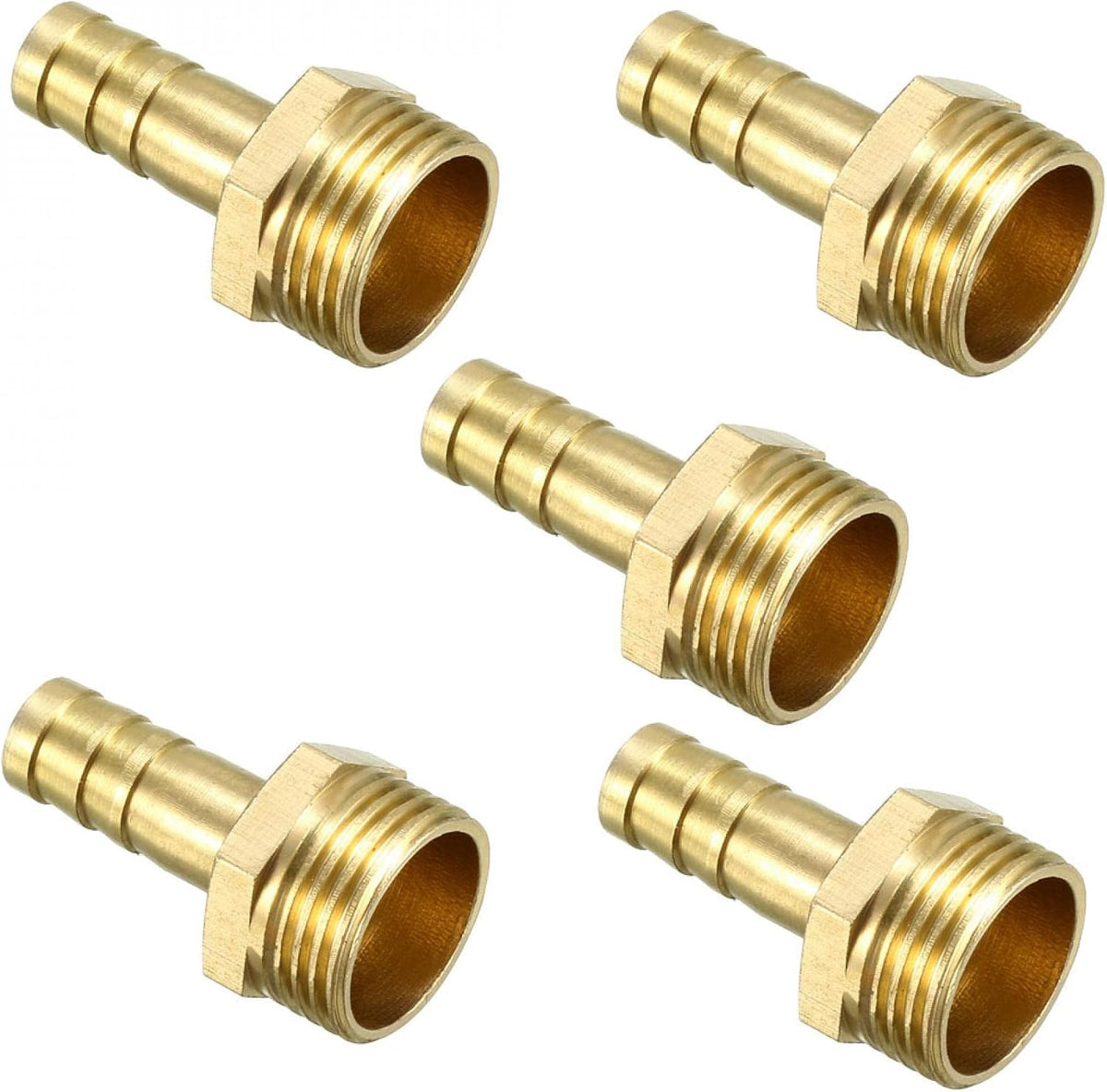 Brass Barb Hose Fitting Connector Adapter 8mm Barbed x G3/8 Male Pipe 5pcs
