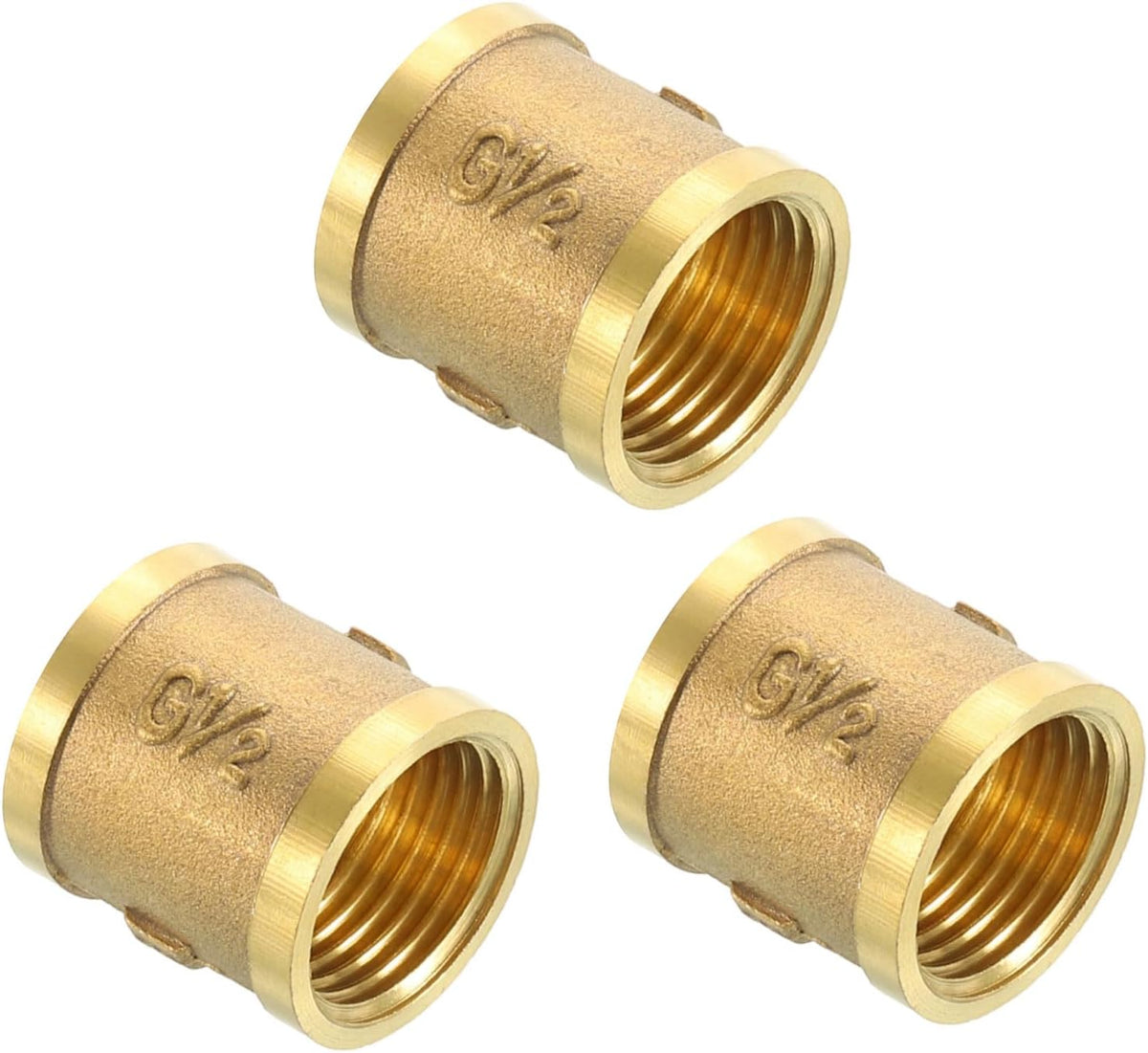 3Pcs G1/2"x1" Brass Pipe Fitting, Coupling Connector Straight Hex Nipple Coupler Adapter Pipe Connection Accessories for Plumbing Industrial and Residential, Brass