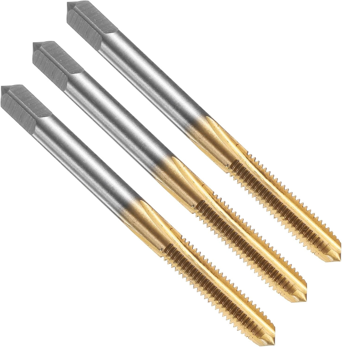 3pcs Straight Flute Thread Tap, M5 x 0.8 Metric Titanium Coated Screw Threading Tapping Tool Thread Milling Machine Taps, High-Speed Steel 6542 (HSS 6542)