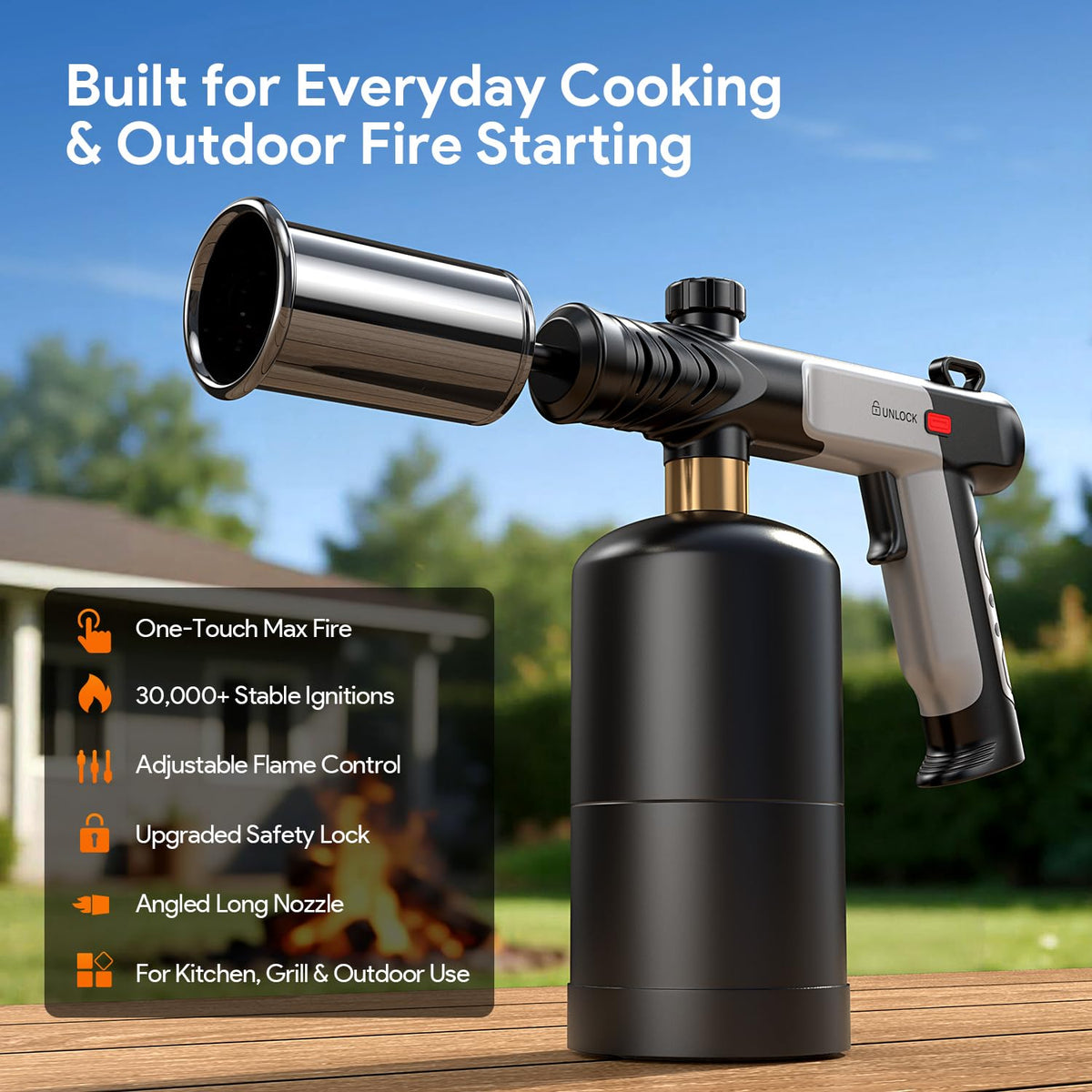 LinkMejor Propane Torch Gun, Kitchen Blow Torch Gun, Flame Thrower Torch