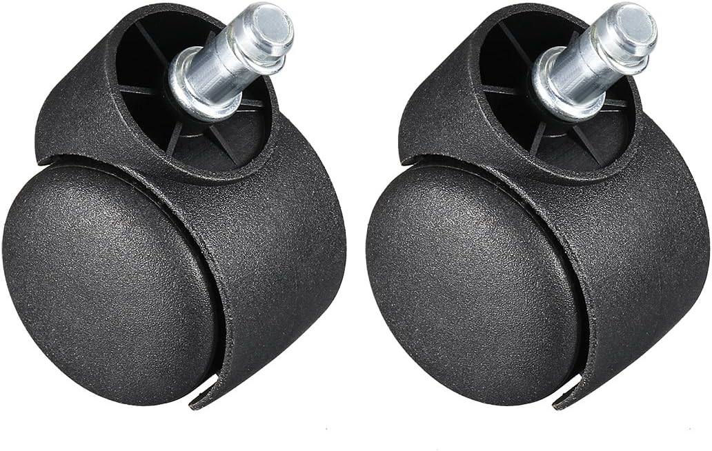 2 inch Swivel Casters Nylon Twin Wheel Universal 11mmx22mm Stem Swivel Caster Black 2 Pcs