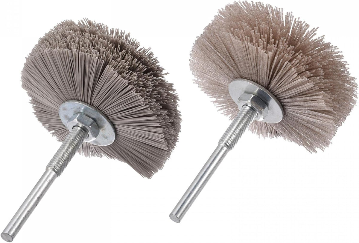 Nylon Wire Brush Abrasive Polishing Wheel 320/600 Grits 3.15-inch Grinding Head with 6mm Threaded Shank