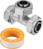 Compressed Air Piping Tee Fitting, G3/4"(Tubing x Tubing x Tubing) 3-Way Connector, Tube Fitting for Tubing System