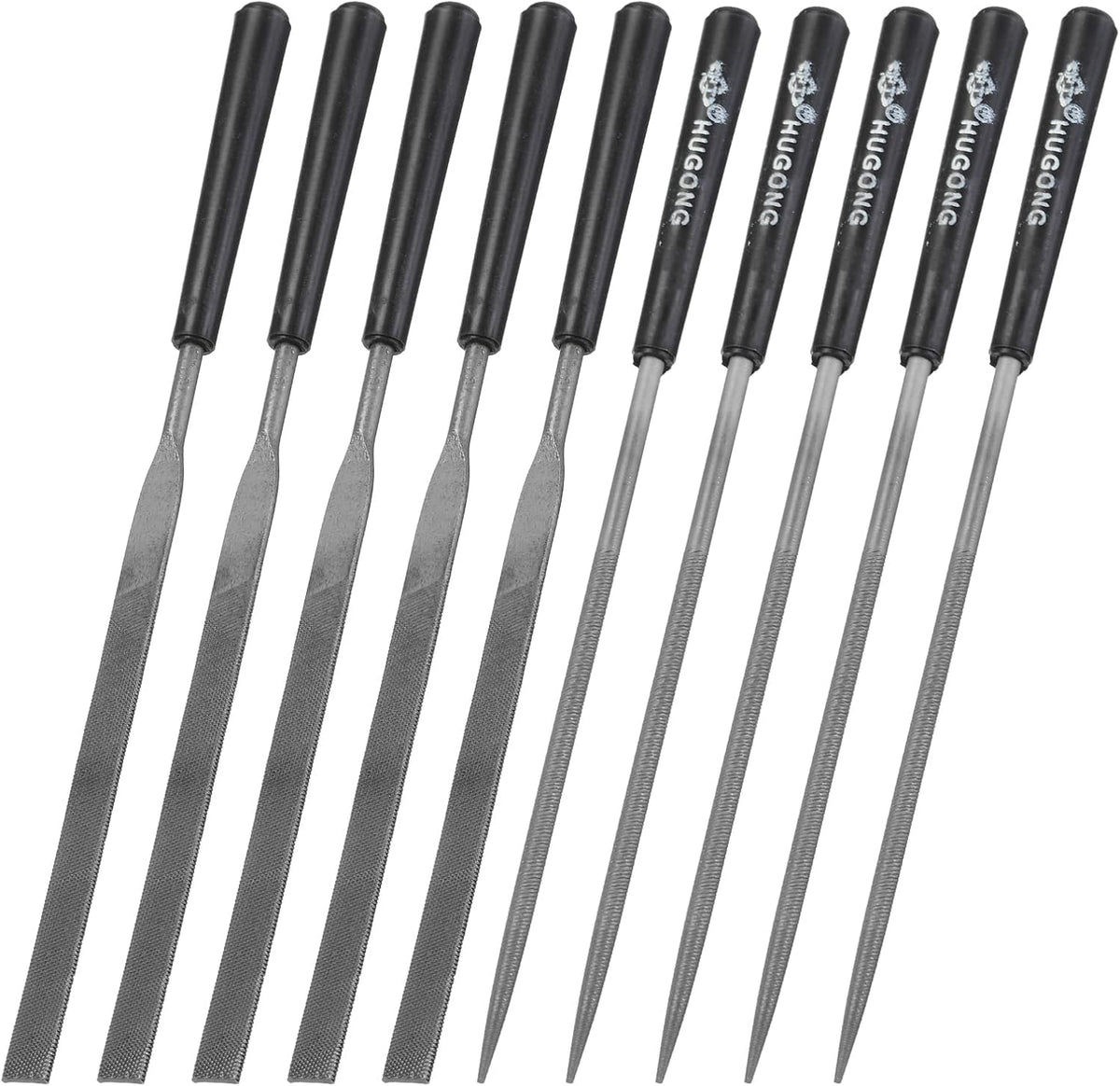 20pcs 두 번째 컷 스틸 평평한 둥근 나일론 파일 플라스틱 핸들 3mm x 140mm