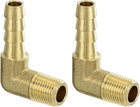 Brass Hose Barbed Elbow Fitting 2pcs 1/4" Barb x 1/8" NPT Male 90 Degree Brass Barb Pipe Fitting for Water Fuel Air