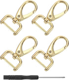 LinkMejor 4Pcs Swivel Clasps Hook, 19mm(0.75 Inch) D Ring Detachable Snap Hook Metal Lobster Claw Clasp Hook with Screwdriver for Purse Keychain DIY Craft, Light Gold