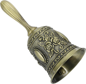 Campanella Mano Rumorosa, 2.13 Pollici Campanelli per Servizio di Cena di Nozze, Campanella Vintage in Lega Incisa per Ristorante, Letto da Vecchiaia, Meditazione, Bronzo