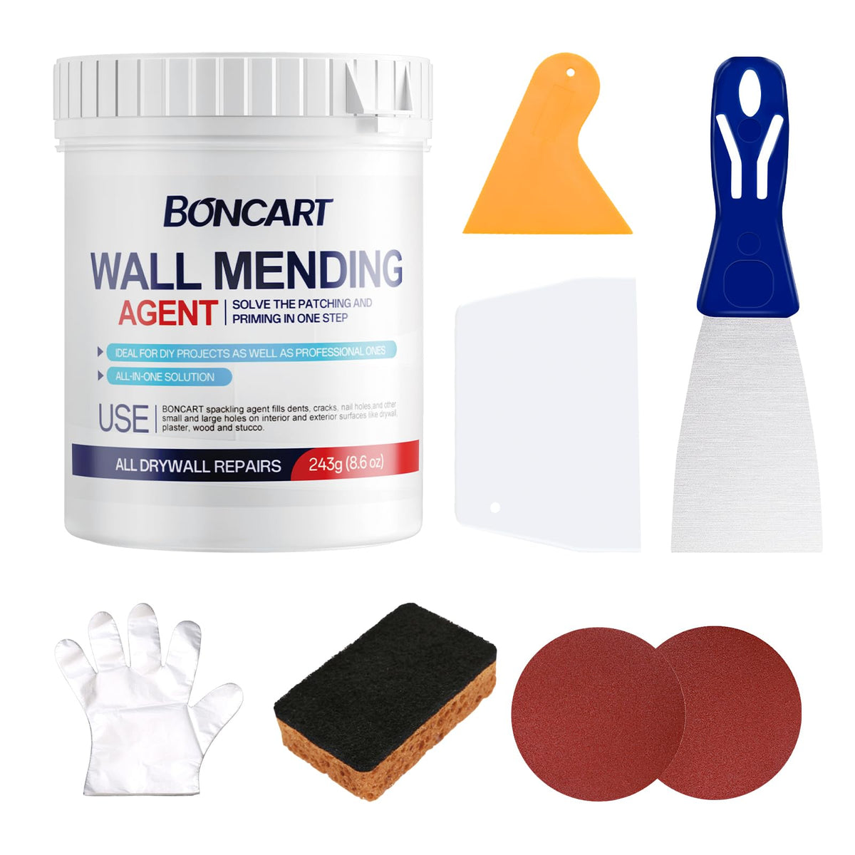 LinkMejor 8.6Oz Kit de Reparación de Tabiquería – Set de Herramientas Profesionales Todo en Uno