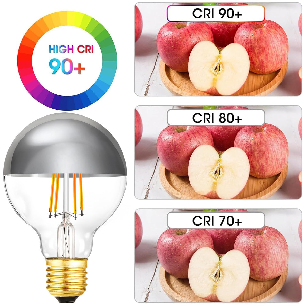 LinkMejor Yarı Gümüş Işık Lambası 6W Ayarlanabilir LED Edison Lambaları 2700K E26 Gümüş