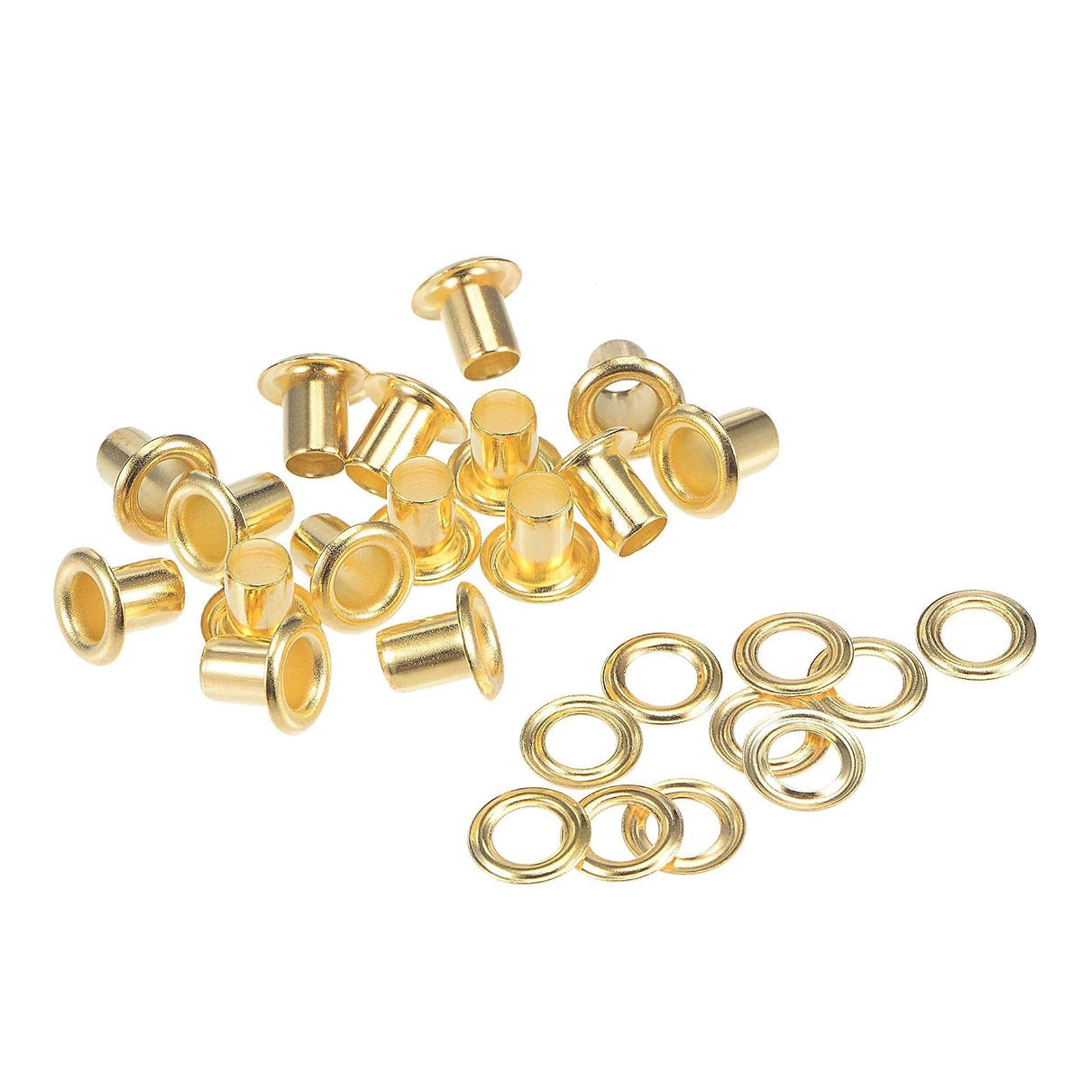Grommets Eyelets with Washers Kit, 8 x 4 x 7mm Copper Grommet Chrome Plated for DIY or Craft Projects Brass Tone 100 Set