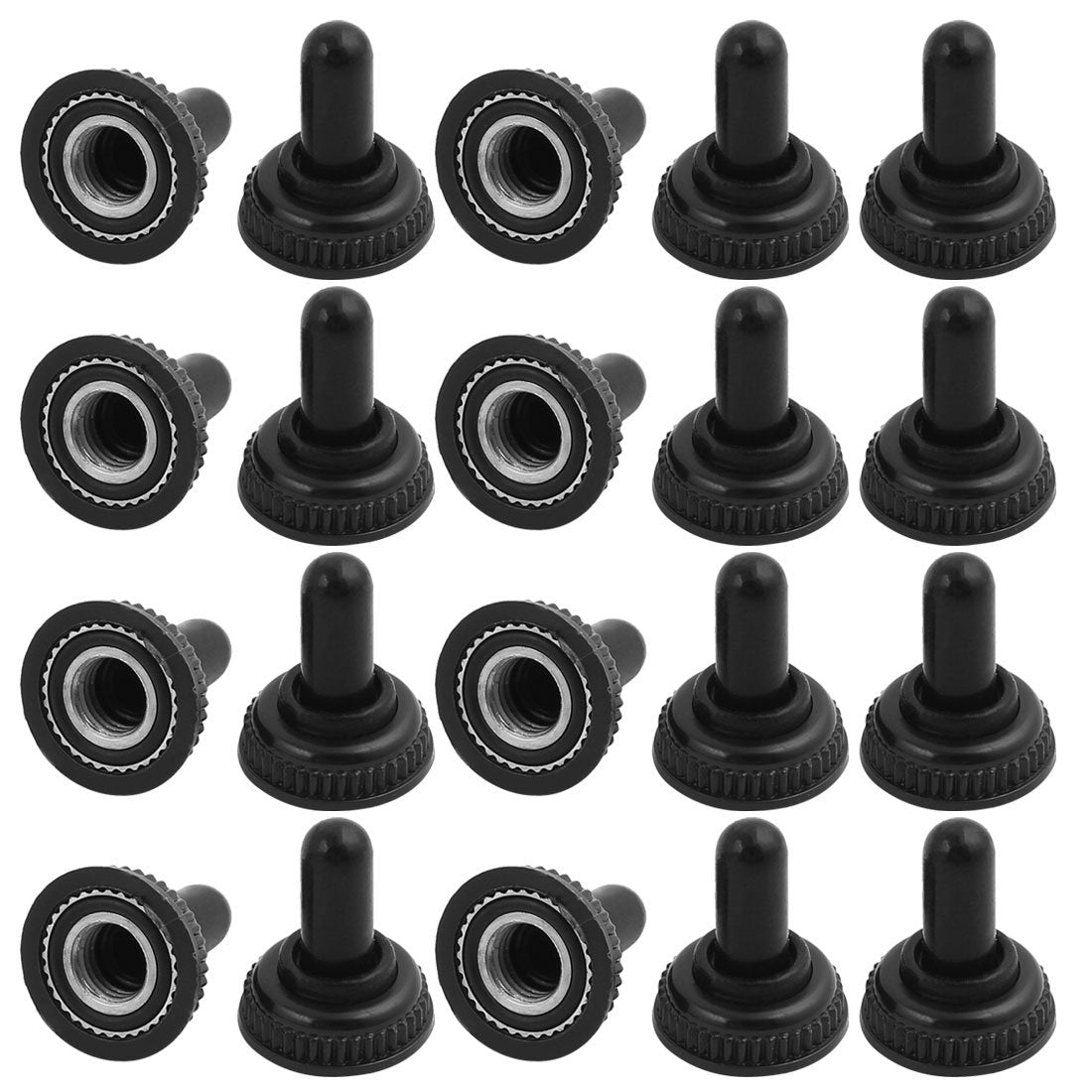 20Pcs Mini 6mm Tråd Diverse Byttebryter Vanntett Gummidekselet Hette Svart
