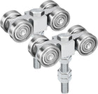 4 Wheel Silent Trolley with Rollers, Iron Bearing Trolley Assembly with Screw and Nuts for 1-5/8" Wide and All 1-5/8" or Taller Channel, Silver Tone
