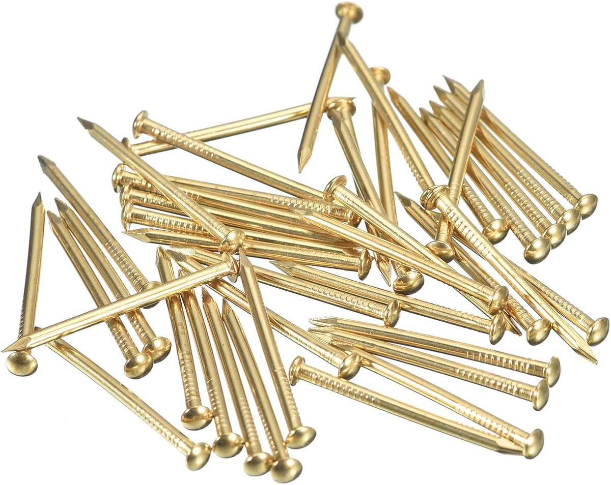 40 Pcs Small Tiny Nails 1.5mmx25mm(DxL) Tiny Brass Nails Hardware Nails Small Nail for Wooden DIY Decorative Boxes Household Accessories, Brass Tone
