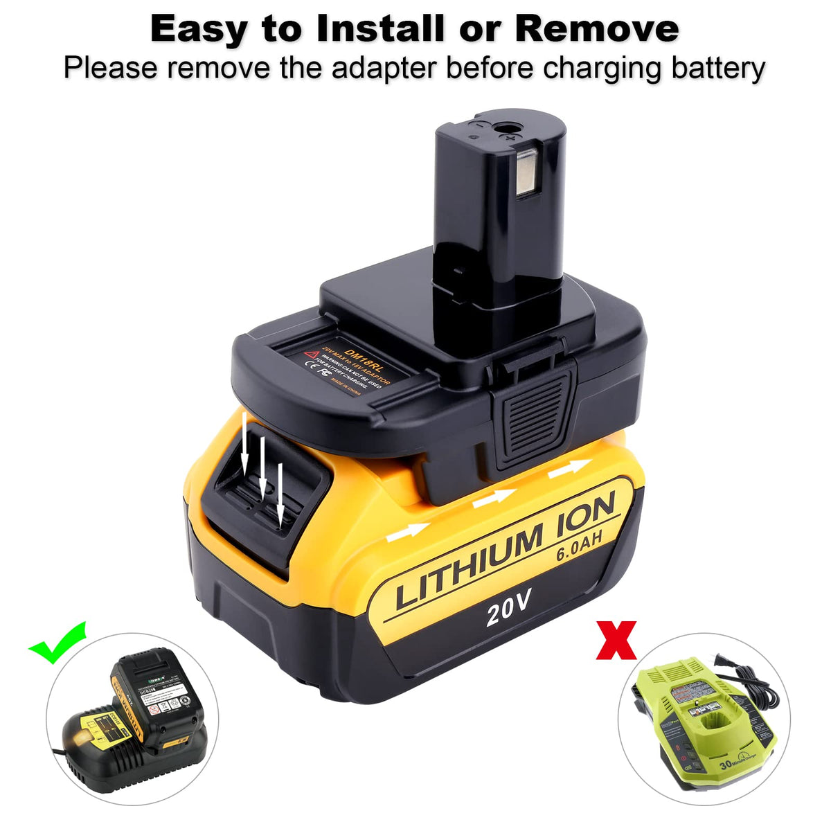 LinkMejor DM18RL Accuadapter Compatibel met Ryobi 18V One+ Tools