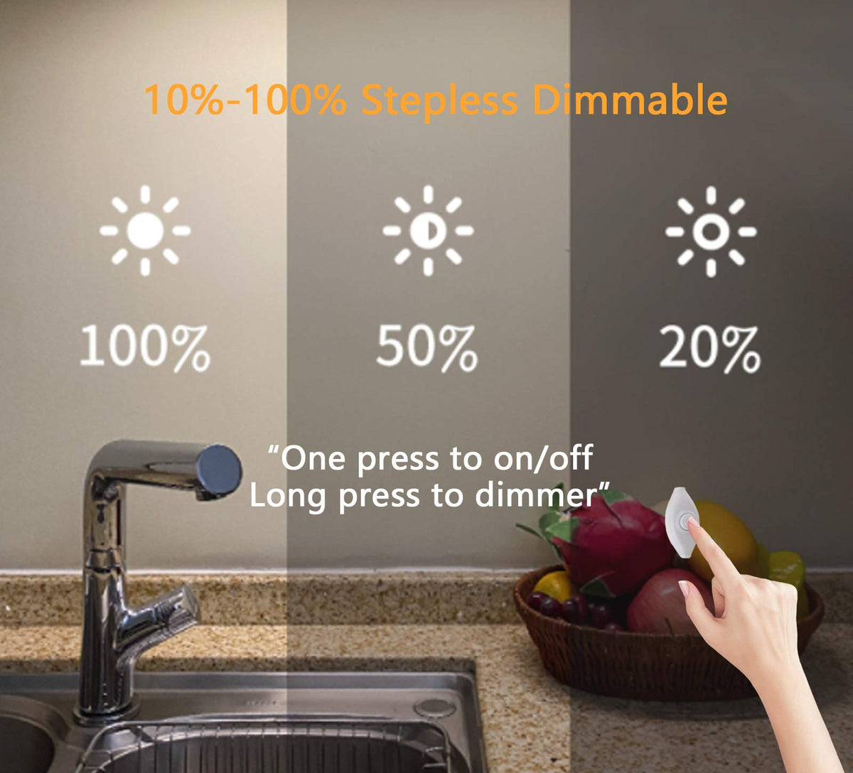 Lumière sous le comptoir, ampoule LED de 12 pouces avec fonction mémoire, couleur blanche froide 6000K, super mince et dimmable, lumières sous le comptoir pour la cuisine