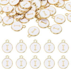 Letter Charm Enamel Letter Pendants, Alphabet Pendants Double Sided Bead Charm for DIY Bracelet Necklace Pendants Earring Jewelry Making