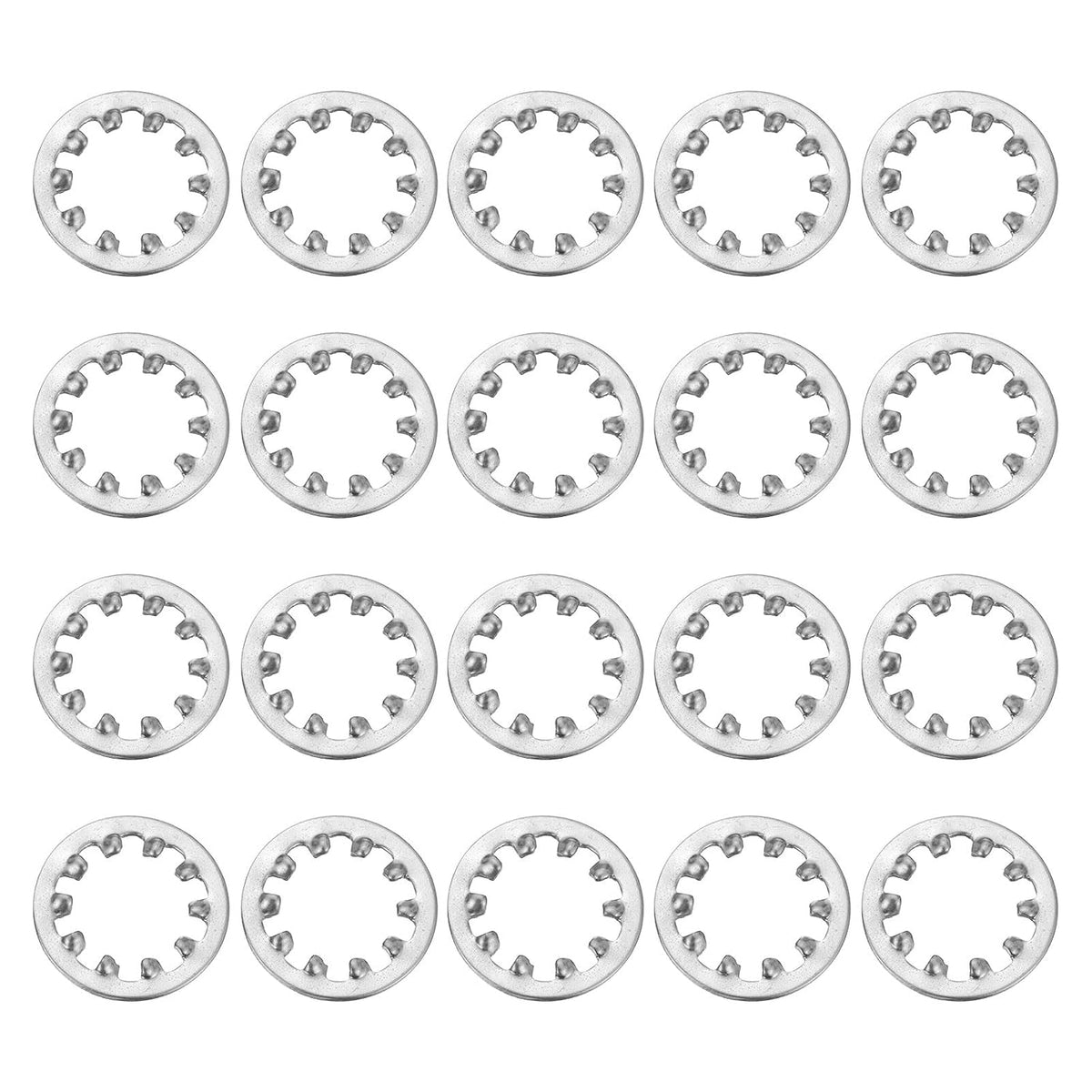 20Pcs 7/16 Internal Tooth Lock Washer, 304 Stainless Steel Multi-Tooth Star Washer Locking Fastener, Silver Tone