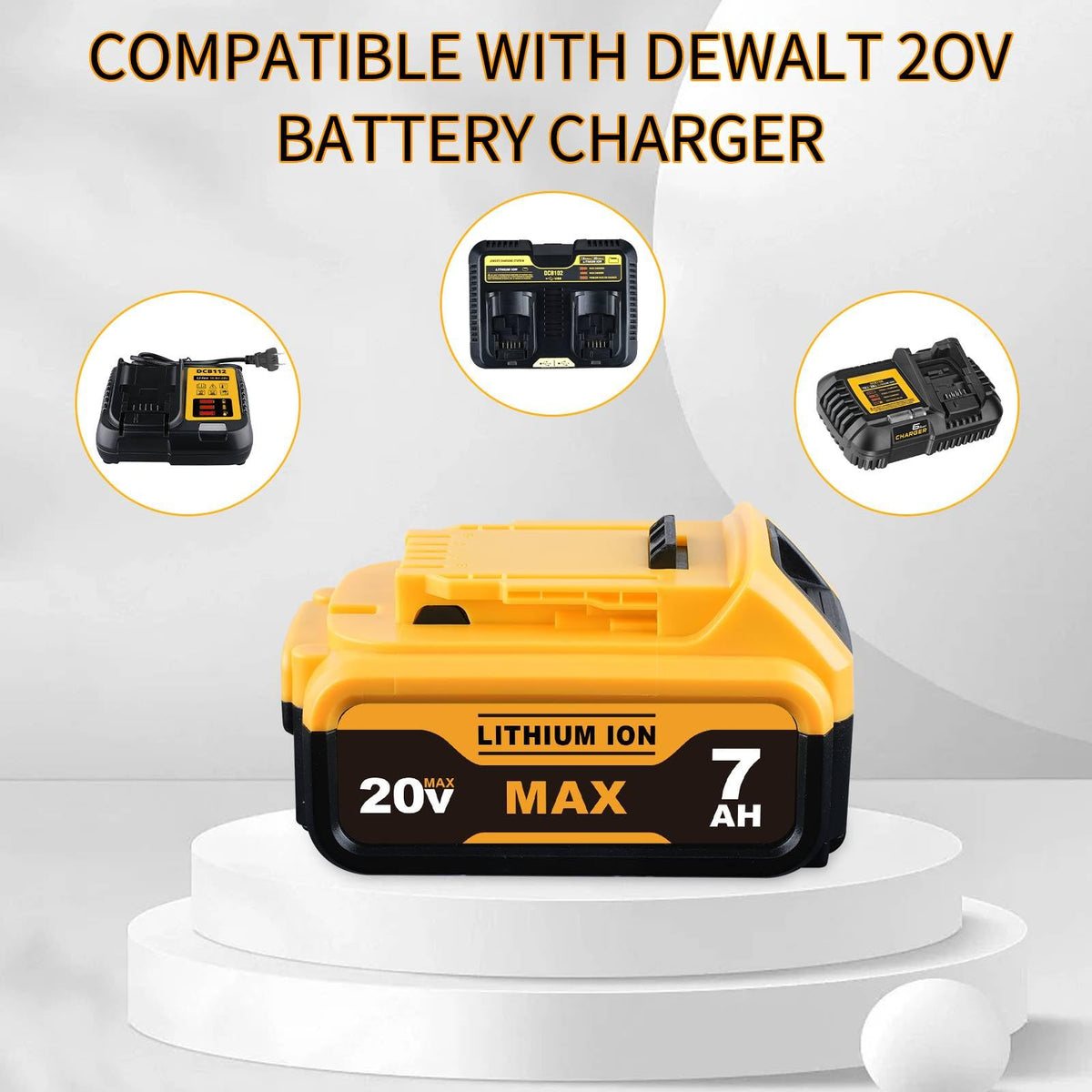 7.0Ah DCB200 Batteri Erstatning til Dewalt 20V Max Batteri 2Pack