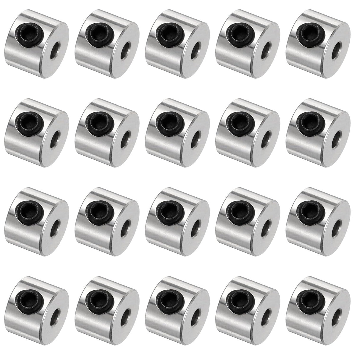 20pcs Set Screw Collars 2.05mm Bore Shaft Collars, 7mm OD, 5mm Width, Drill Stop Collar, Carbon Steel Drill Bits Depth Collars
