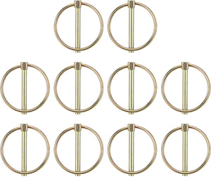 10Pcs 0.18" x 1.5" Tractor Pins Carbon Steel Linch Pin Assortment Kit with Ring for Trailers, Farm Tractors, Trucks, Lawn Mowers, Color Zinc