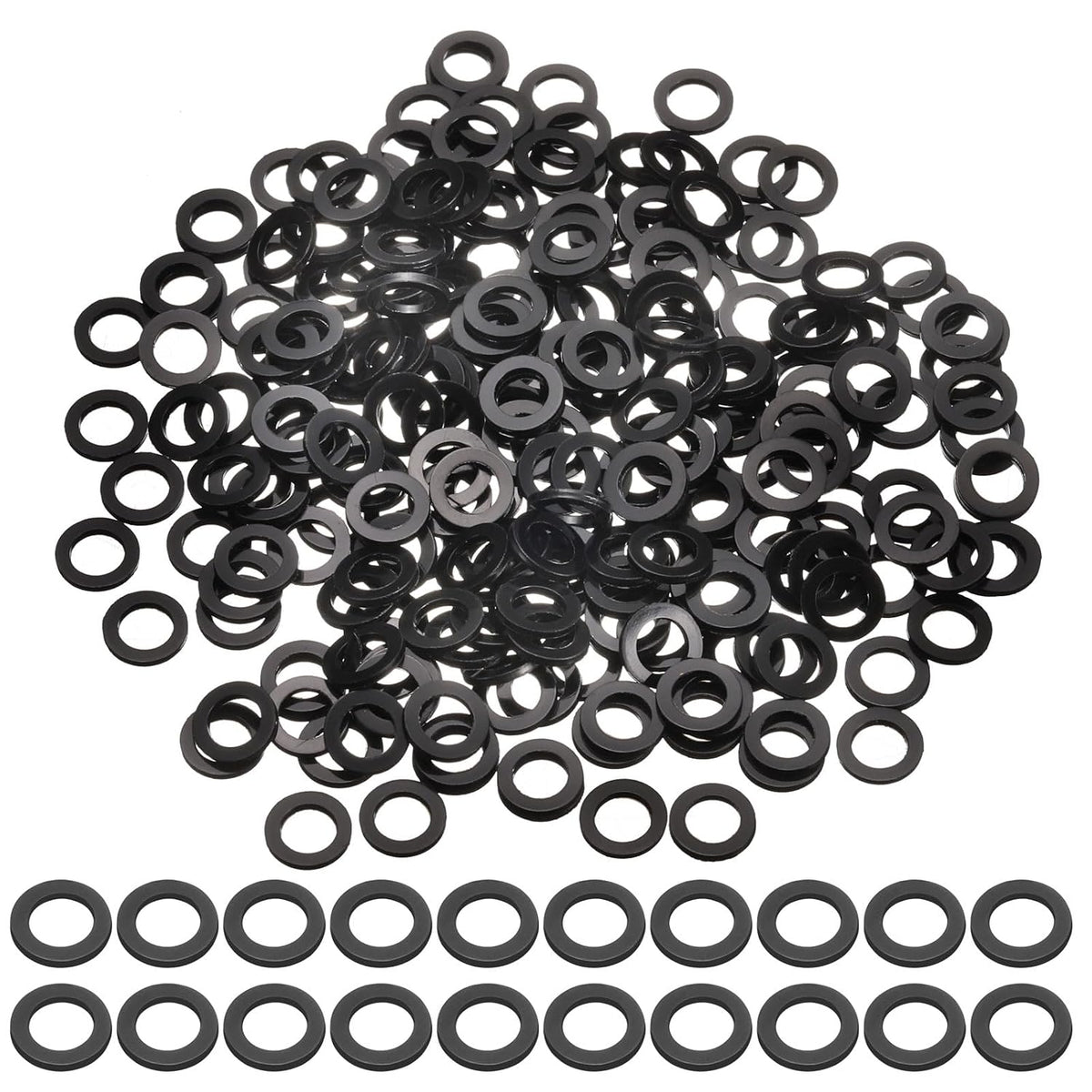 240 Pcs M5 PVC Flat Washers 5mm ID 8mm OD 0.3mm Thick Plain Washer Grommets Plastic Sheet Gasket Fastener Sealing Spacer Gasket Ring Water Hose Washers, Black