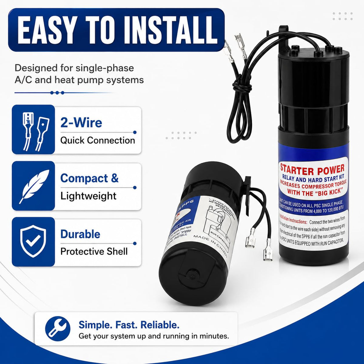 3 Pack SPP6 Hard Start Kit 115V-288VAC for 0.5HP-10HP AC Units