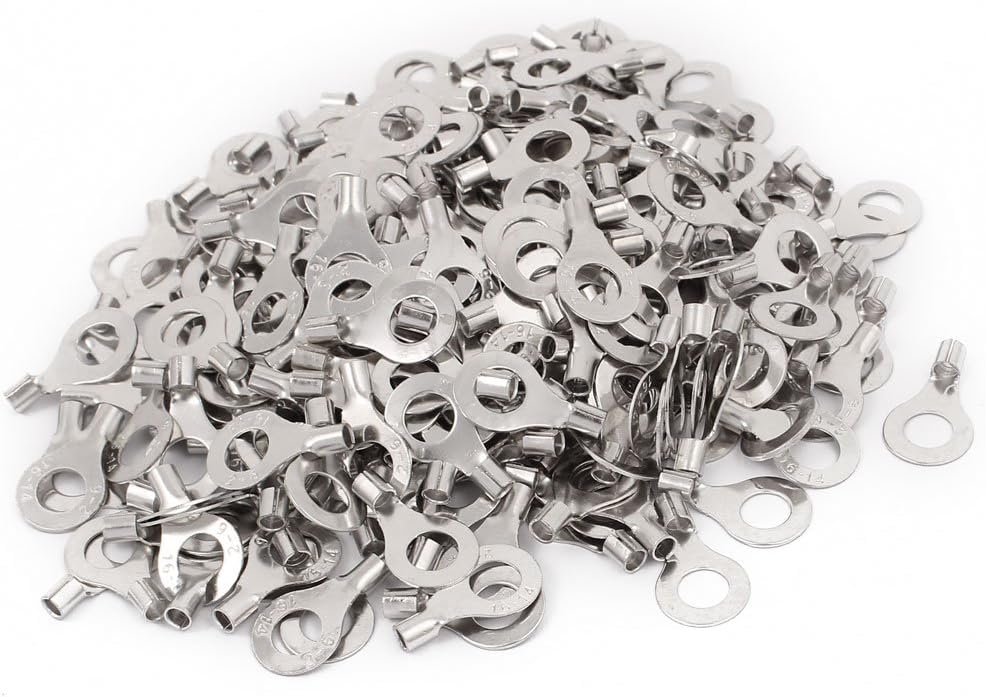 Non-Insulated Ring Terminal Cable Connector 0.8 Inch Long 250pcs for AWG16-14 Wire